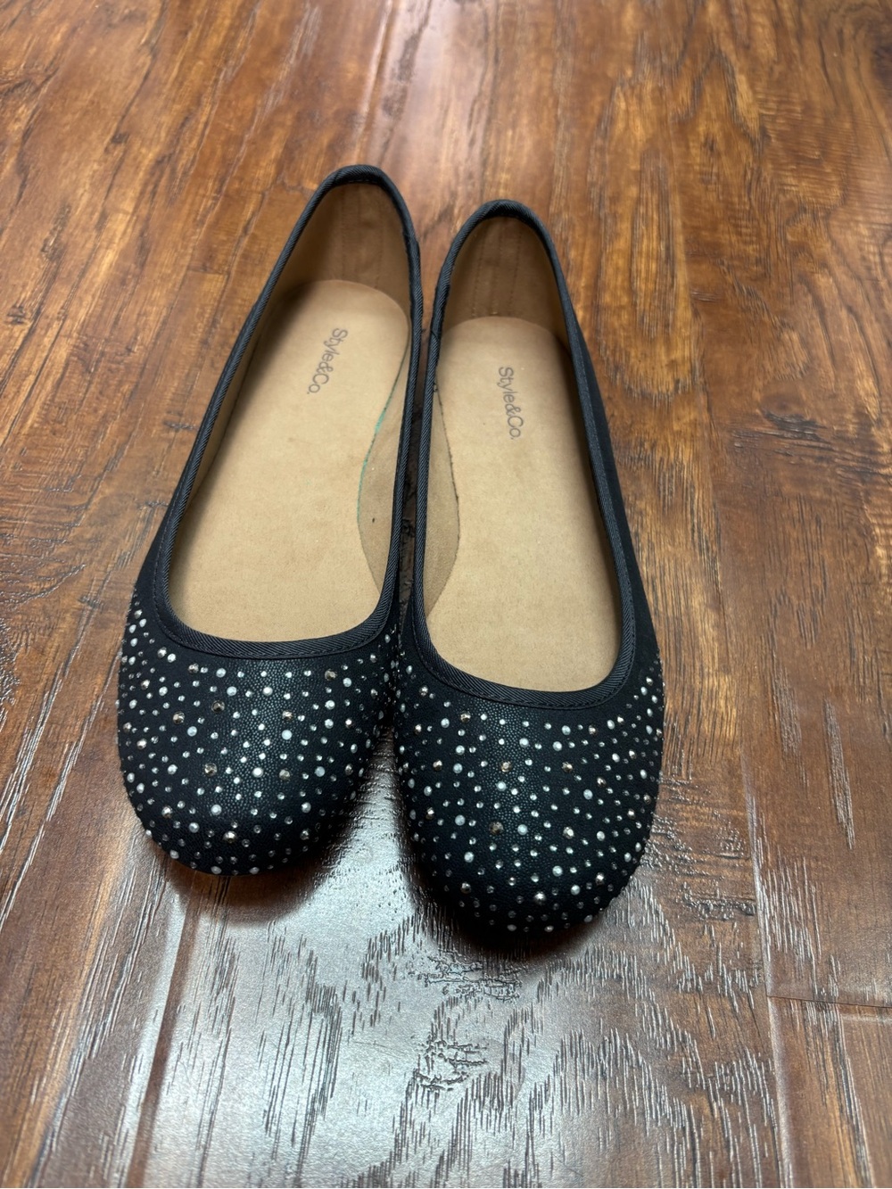 Style & Co. Black Crystal-Studded Ballet Flats